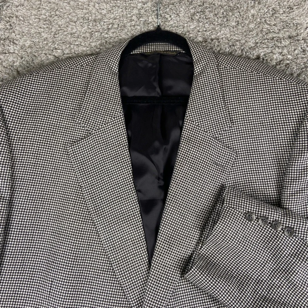Jack Victor Blazer Mens 54L Grey Houndstooth Loro Piana Cashmere Sport Coat